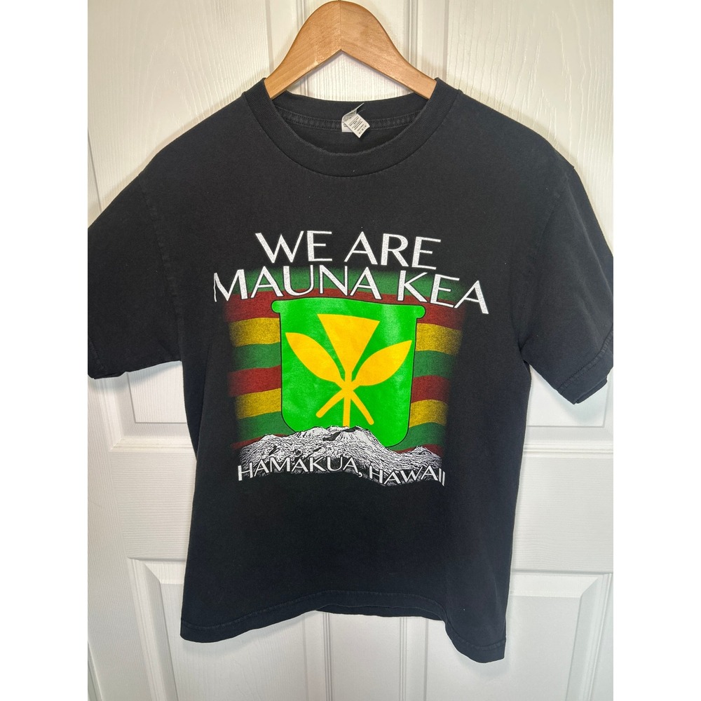 Alstyle T-Shirt We Are Mauna Kea Medium Black Hawaiian Activism Aole TMT Protest